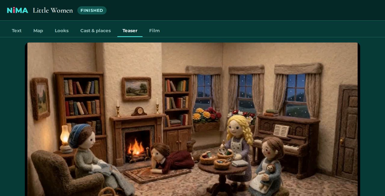 The March sisters by the fire, in Long-form Video.