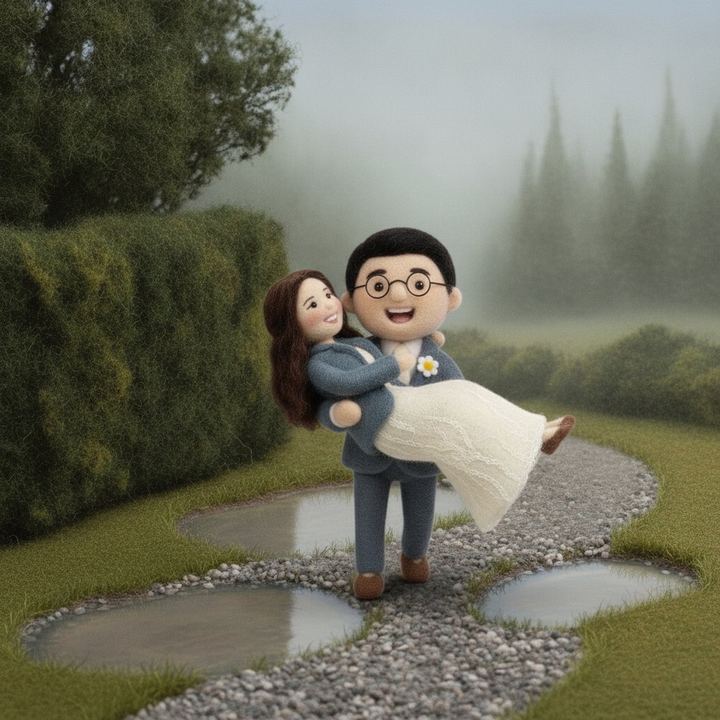A couple, in felted wool