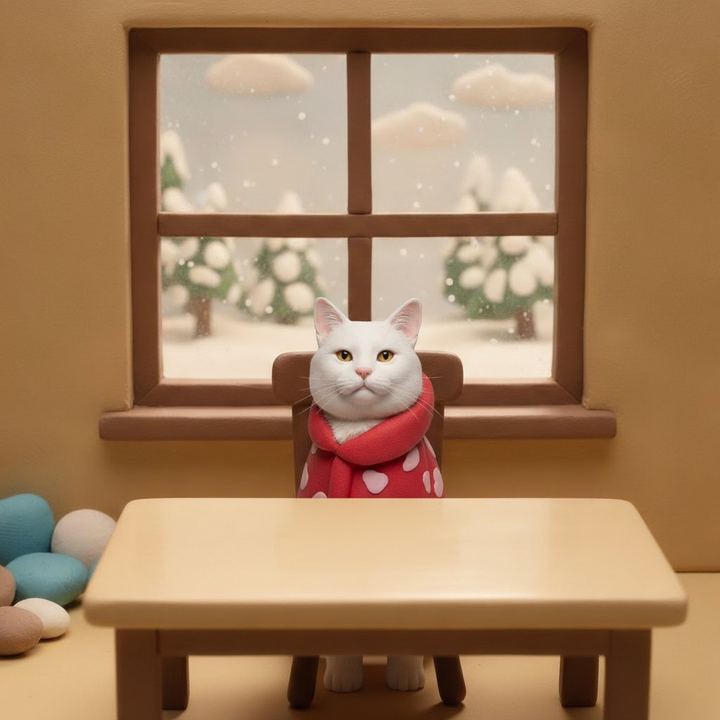 The same cat in claymation