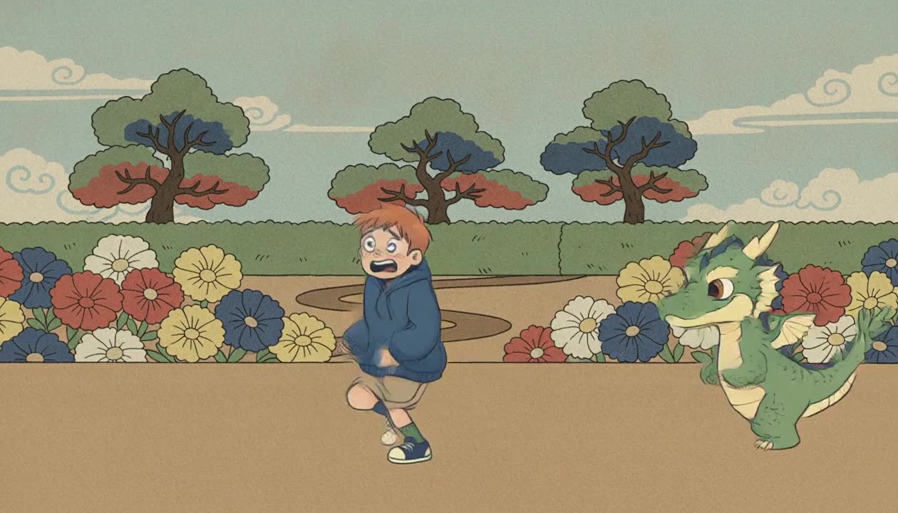 The middle of the shot: the chase the render produced between the authored stills.